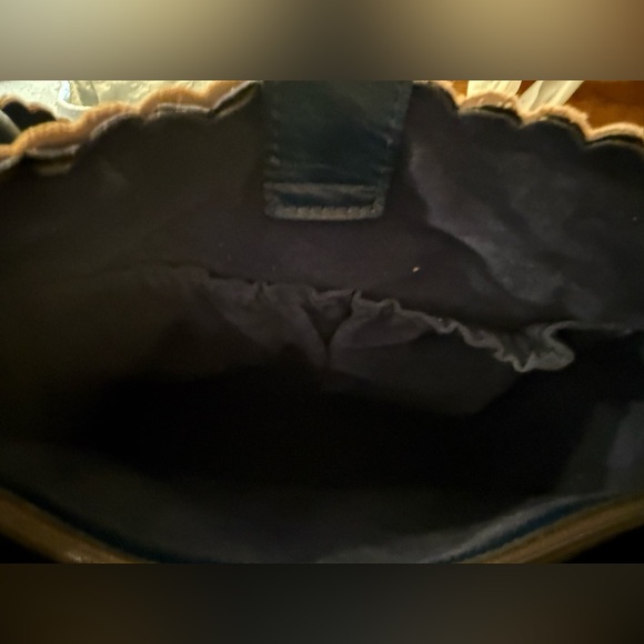 New Adeline Elegant Navy Blue & Silver Embossed Tote Bag Beautiful with Tassel - Picture 11 of 12